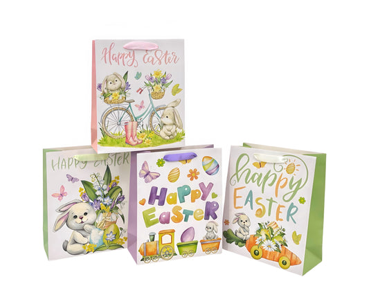 bulk 24 Small Easter Time Gift Bag 4 Assort 14x14cm