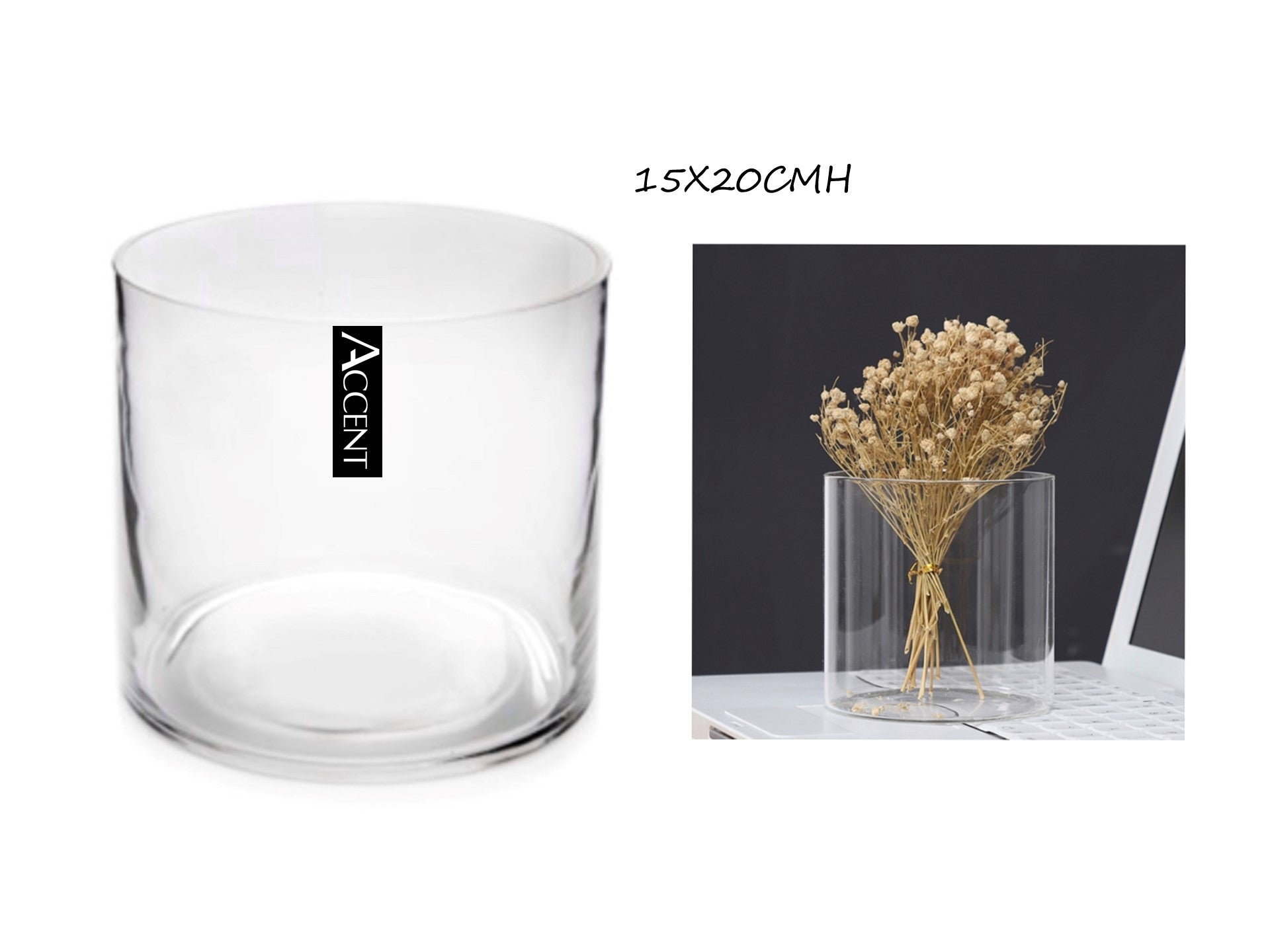 bulk 6 Glass Cylinder Vase 20cm