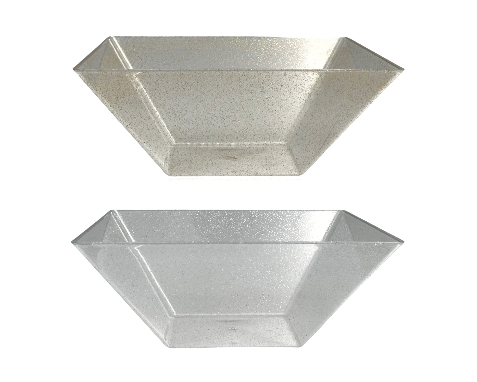 bulk 24 Glitter Plastic Tapered Bowl Square 3.7lt 28x11cm