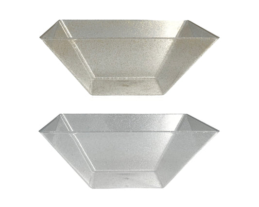 bulk 24 Glitter Plastic Tapered Bowl Square 3.7lt 28x11cm