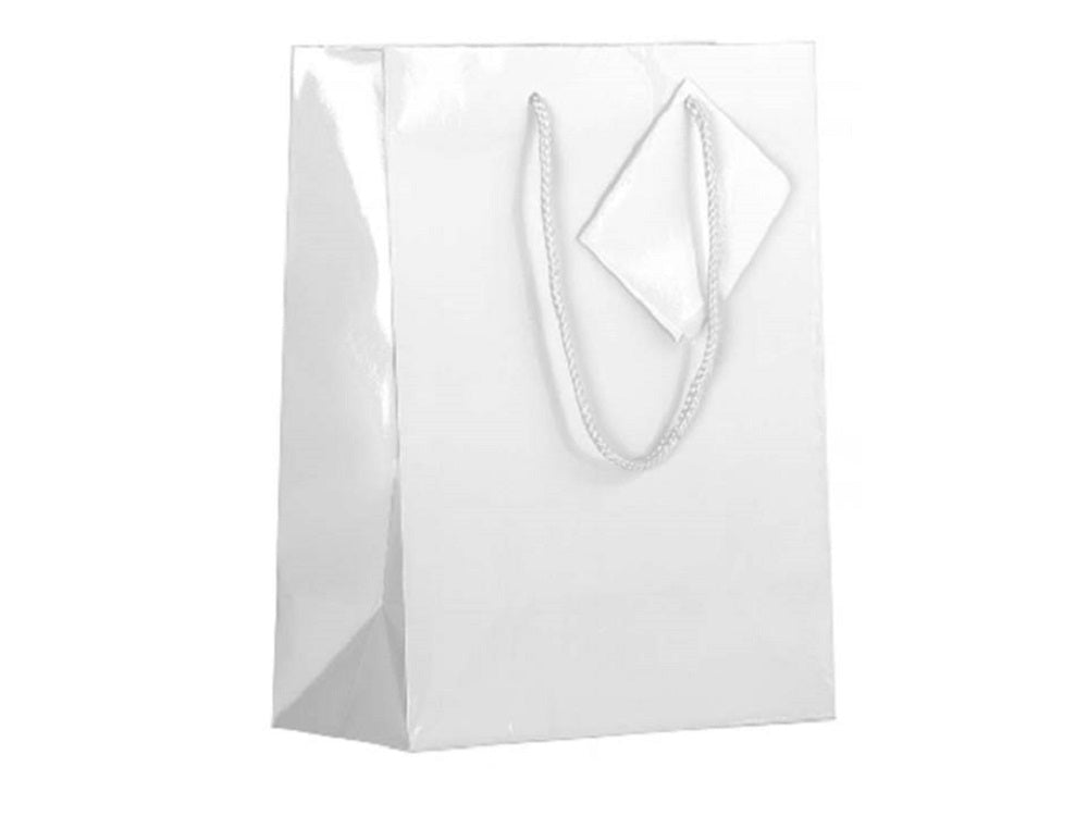 bulk 24 Medium Matte White Gift Bags 23cm
