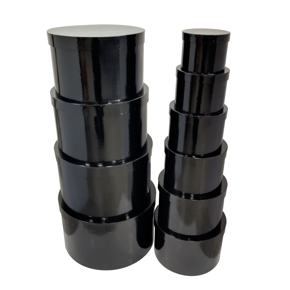 bulk 2 Round Gift Box Set 10 Assort Sizes Black