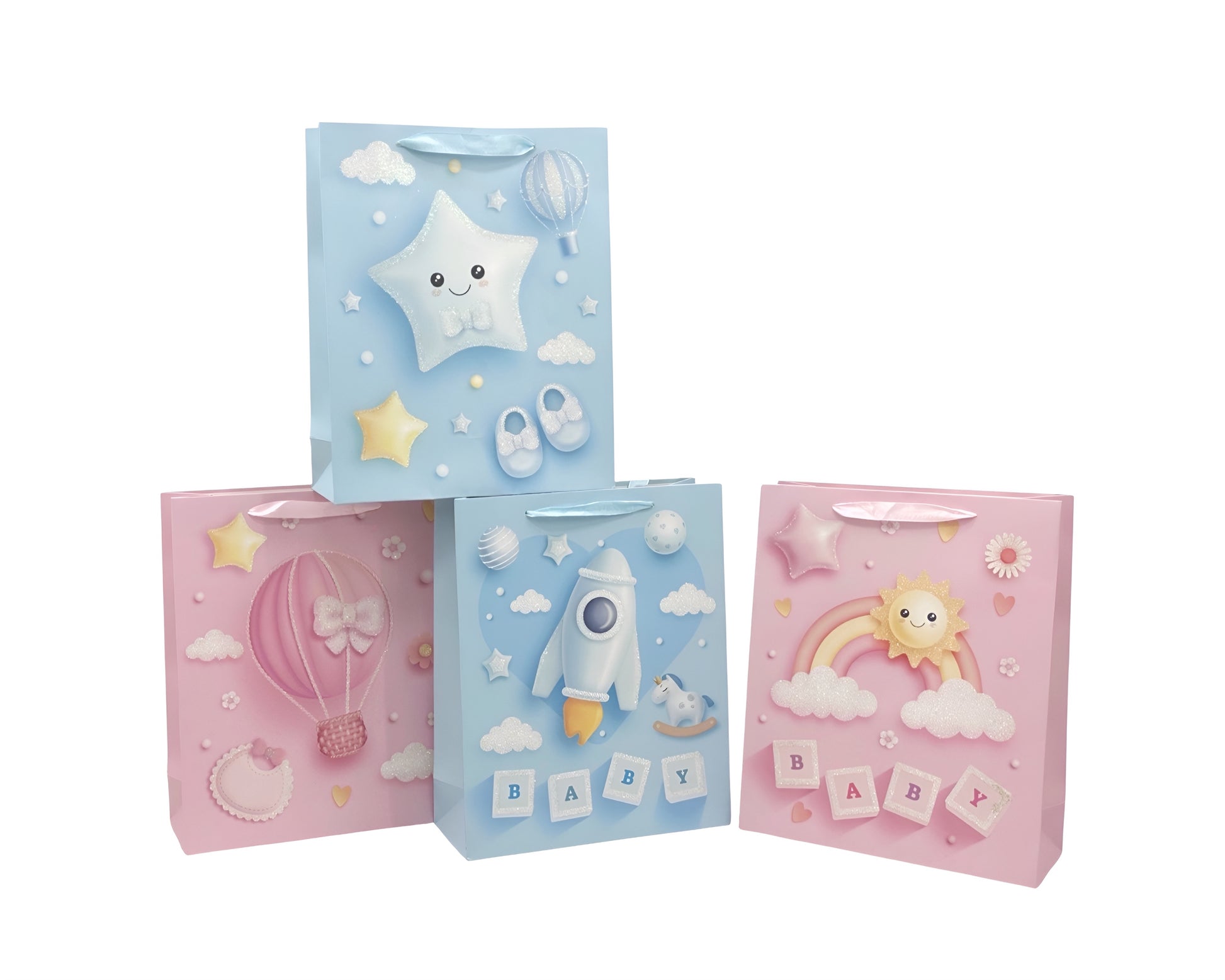 bulk 24 Medium Sweet Dream Baby Gift Bag 4 Assorted 17x23cm