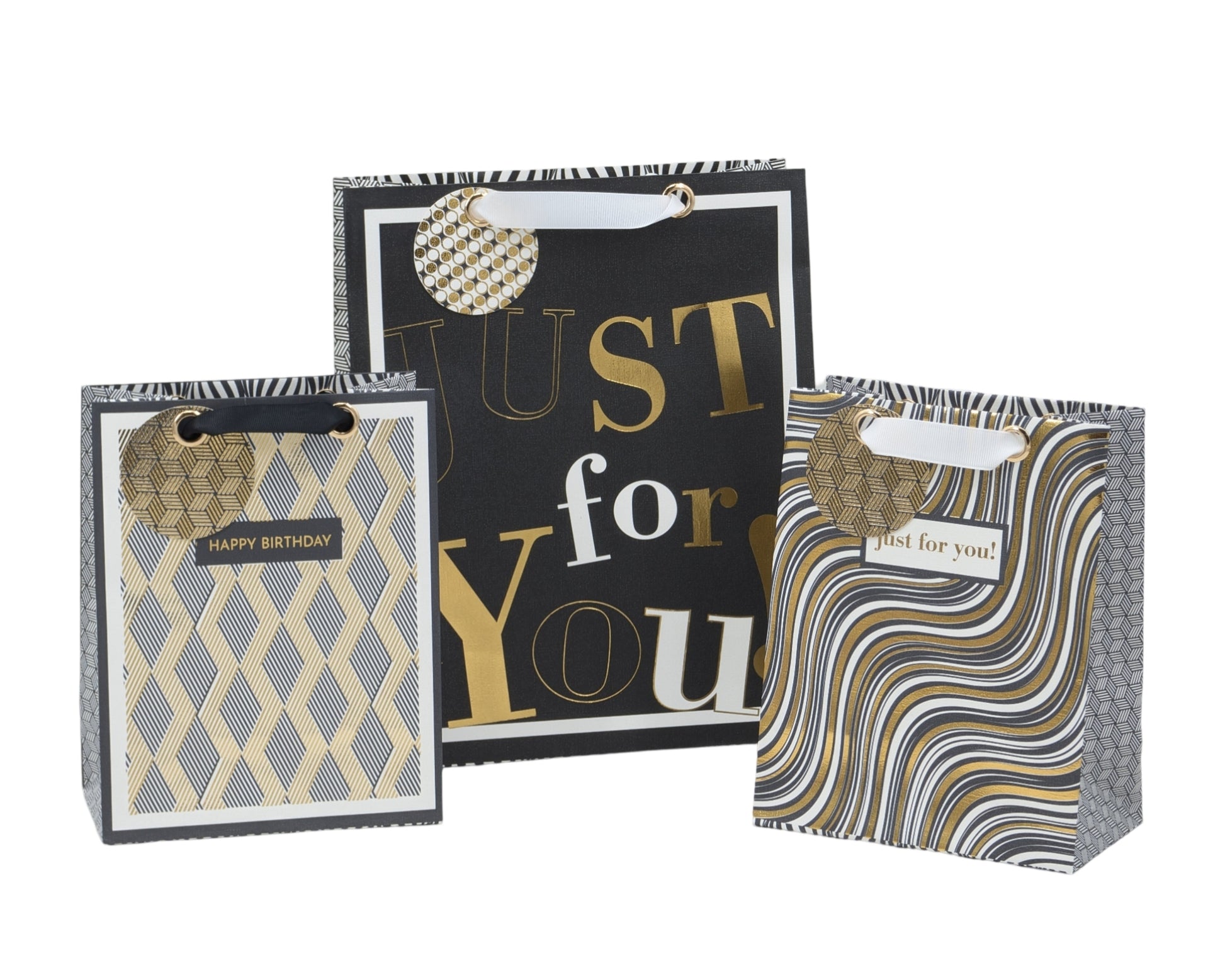 bulk 24 Large Golden Glam Gift Bag Assort 32cm