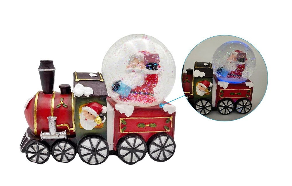 bulk 12 Xmas Santa & Train Snow Globe W Led Light 16cm