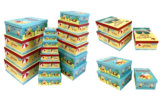 bulk 2 Xmas Beach Fun Gift Box Set 18 Assort Various Sizes Present 43cm