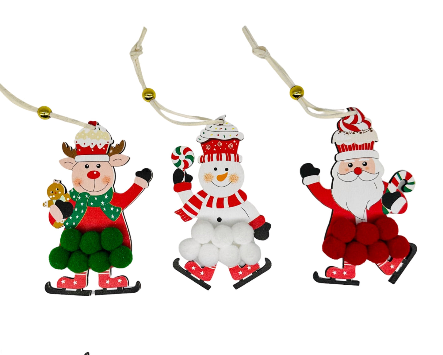 bulk 24 Xmas Red & Green Pompom Assort 10cm