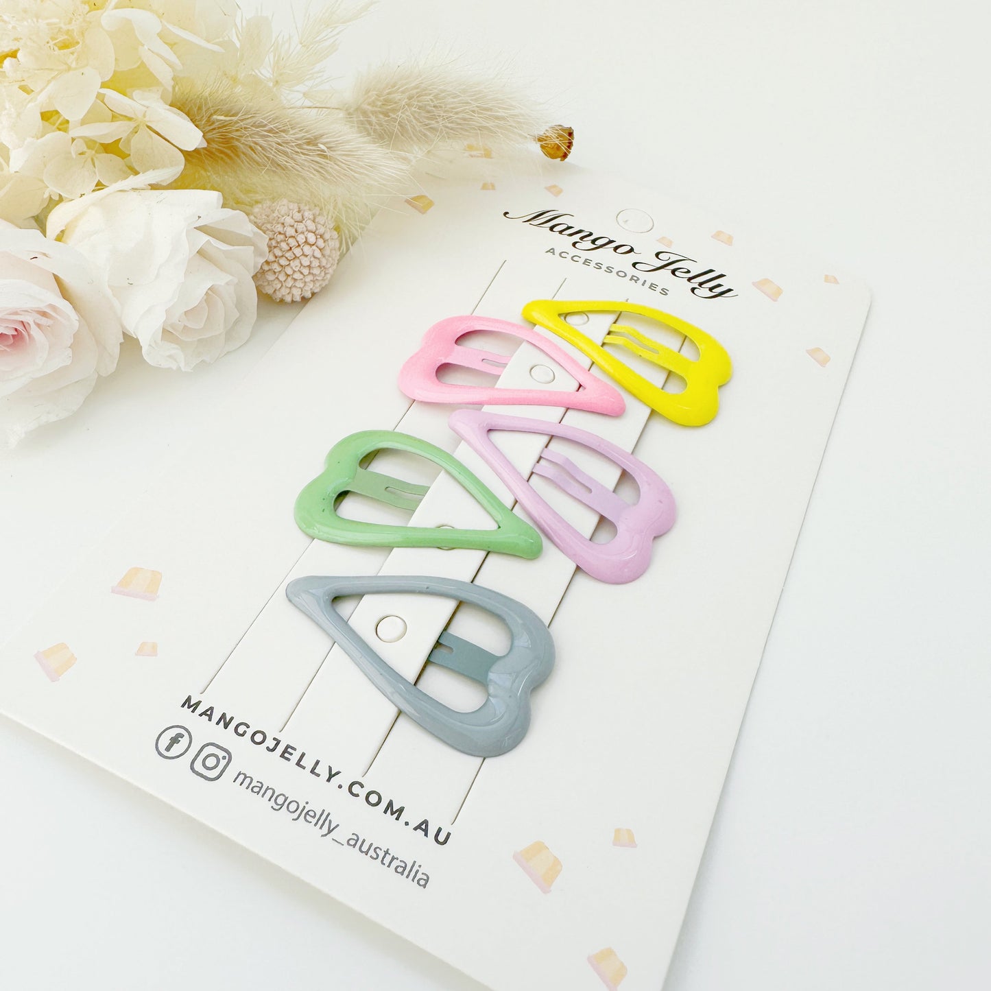 Butter Cream Hair Clips Collection - Candy Heart shape - Twin Pack