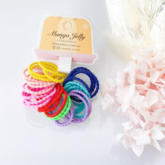 Kids Hair Ties (3cm) - Bubbly Mixed -Twin Pack