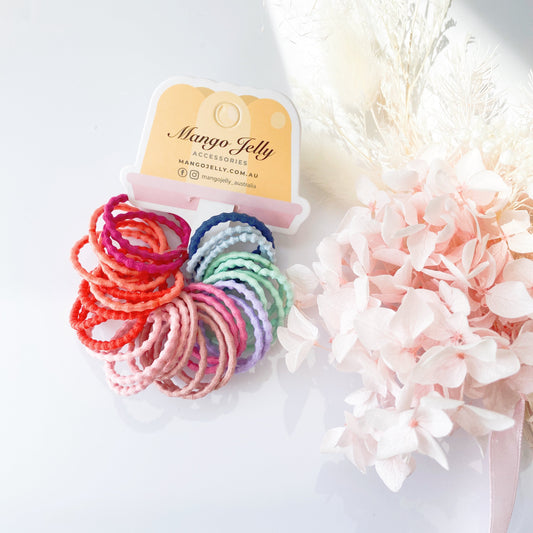 Kids Hair Ties (3cm) - Bubbly Retro - Three Pack