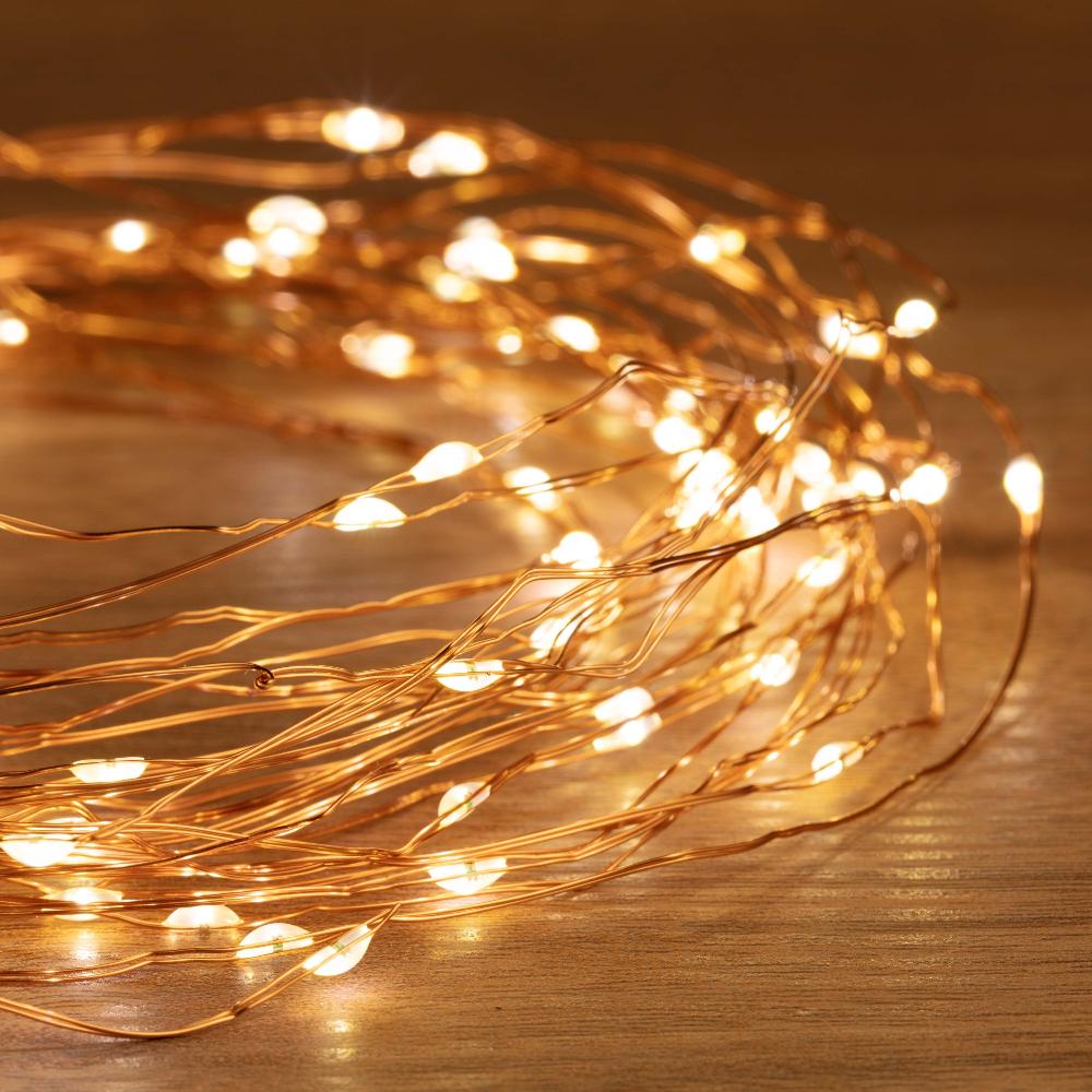 Battery Operated 100 LED Wire Pin Lights ¨C 10m, available in 3 Colors - Multicolor