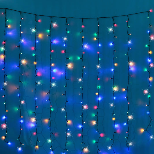 Battery Operated 200 LED Curtain Light ¨C 140 x 140cm, available in 3 Colors - Multicolor