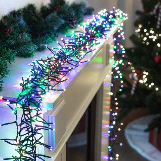 Battery Operated LED Cluster Lights ¨C 200 LEDs, Multicolor or Warm White - Multicolor