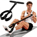 Black Multifunctional Pedal Resistance Band - Home Fitness Sit-up Assistant with Foot Pedals and Elastic Pull Rope - Full Body Workout Equipment for Abs, Arms, Legs and Glutes
