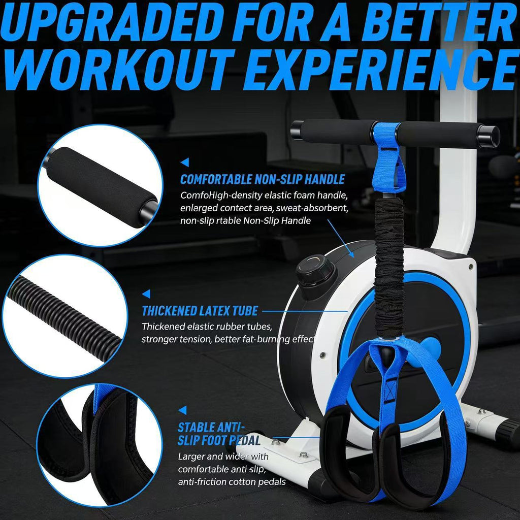 Black Multifunctional Pedal Resistance Band - Home Fitness Sit-up Assistant with Foot Pedals and Elastic Pull Rope - Full Body Workout Equipment for Abs, Arms, Legs and Glutes