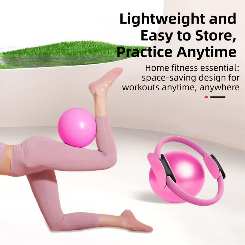 Blue Professional Pilates Ring & Yoga Ball Set - Multipurpose Home Fitness Equipment for Whole-Body Core Training & Pelvic Floor Strengthening
