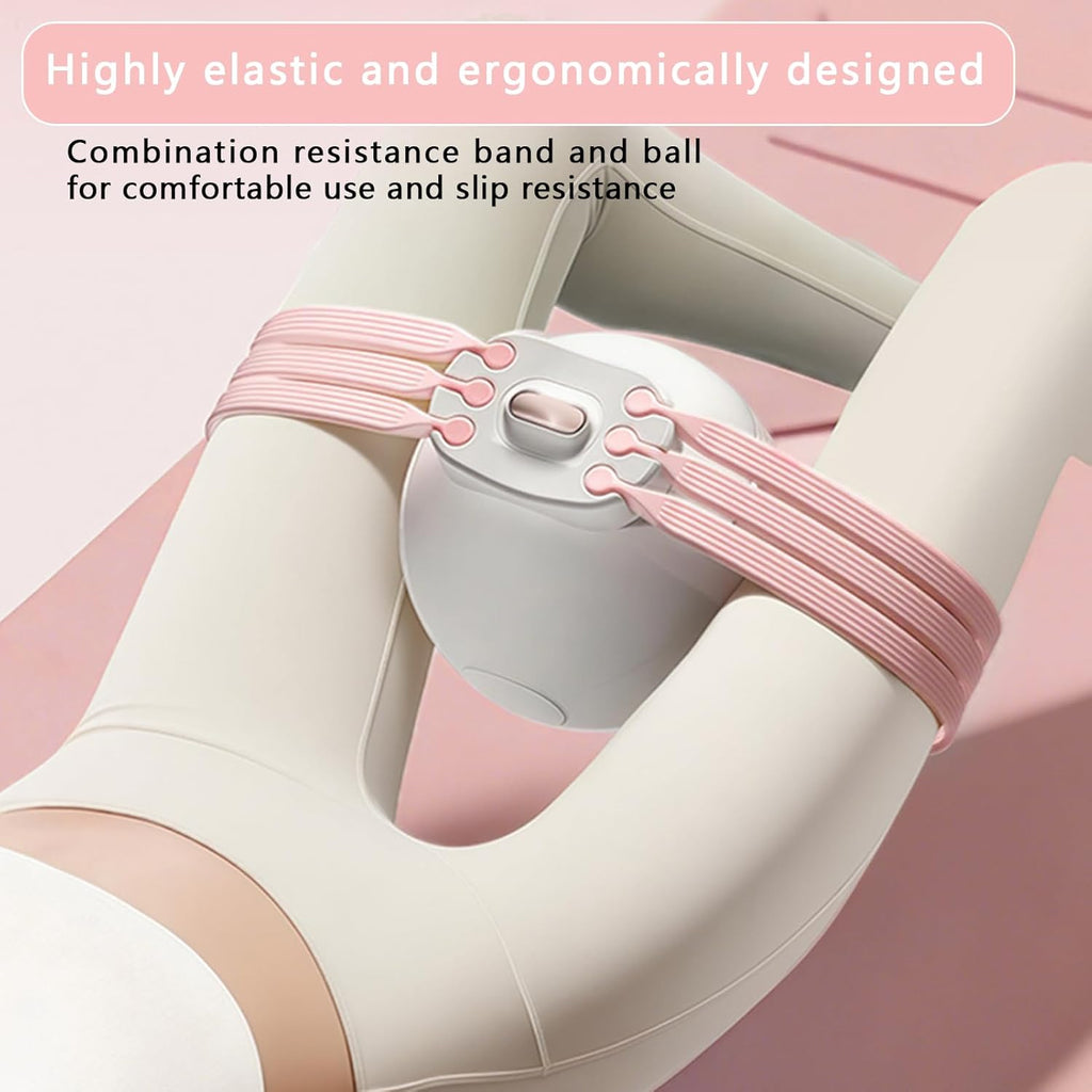 Grey 3-Level Resistance Pelvic Floor & Inner Thigh Trainer - Multi-Function Kegel Exercise Set with 25cm Yoga Ball & 3-Pair Resistance Rope