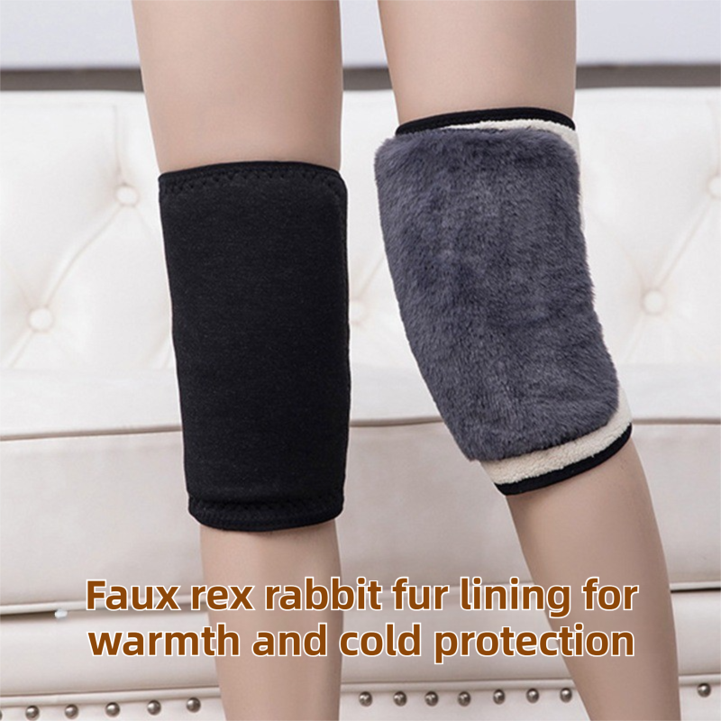 Windproof Thermal Rider Protection Set - 2 Pack Faux Rabbit Fur Knee Braces & Wine Red Fleece Balaclava Hood Outdoor Sports Warmth Bundle