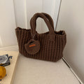 Brown Handcrafted Crochet Tote Bag – Vintage-Style Woven Cotton-Yarn Look Bag