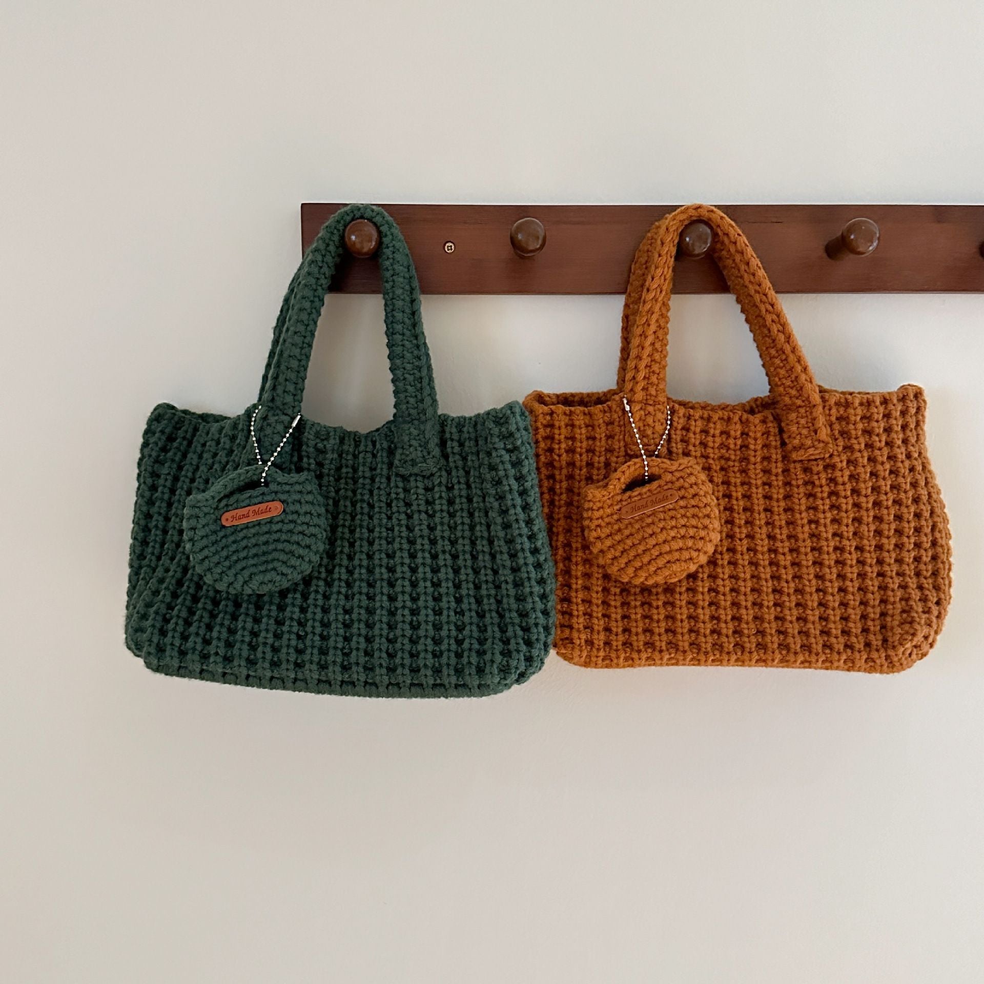 Light Green Handcrafted Crochet Tote Bag – Vintage-Style Woven Cotton-Yarn Look Bag
