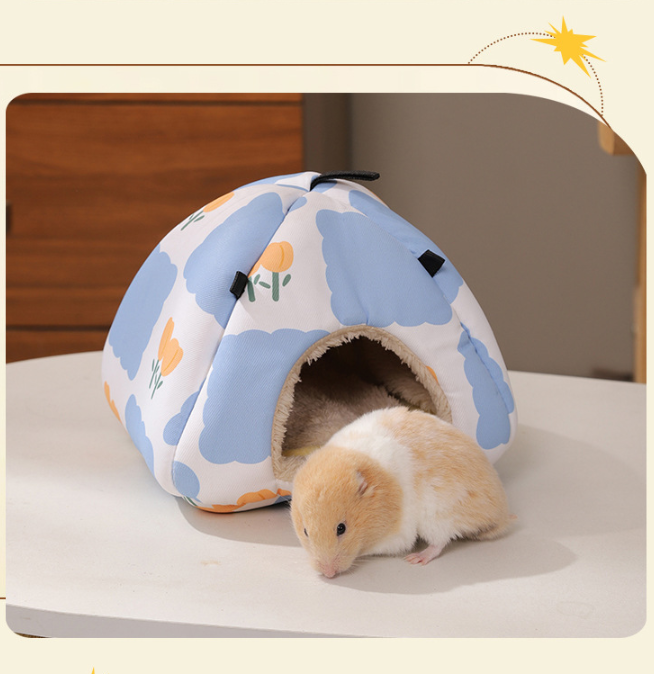 Pink Strawberry Bunny Soft Shelter for Small Mammals – Hanging & Floor Use, Waterproof Surface, Easy Clean(Size: M)