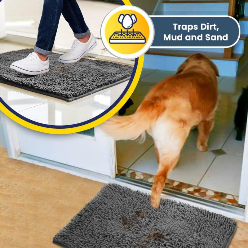 Atlantic Blue 50×80 cm Extra-Thick Chenille Floor Mat for Bathrooms and Pet Use – High-Density Absorbent, Non-Slip, Machine-Washable Rug for Dogs and Humans