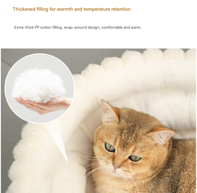 Coffee color Plush Round Pet Bed with Removable Cushion M Size, Thickened Warm Dog and Cat Nest for Small to Medium Pets, Cozy and Soft Sleeping Space for Home Use(Cut-out version)
