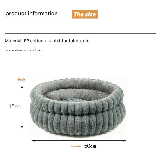 Coffee color Plush Round Pet Bed with Removable Cushion M Size, Thickened Warm Dog and Cat Nest for Small to Medium Pets, Cozy and Soft Sleeping Space for Home Use(Cut-out version)