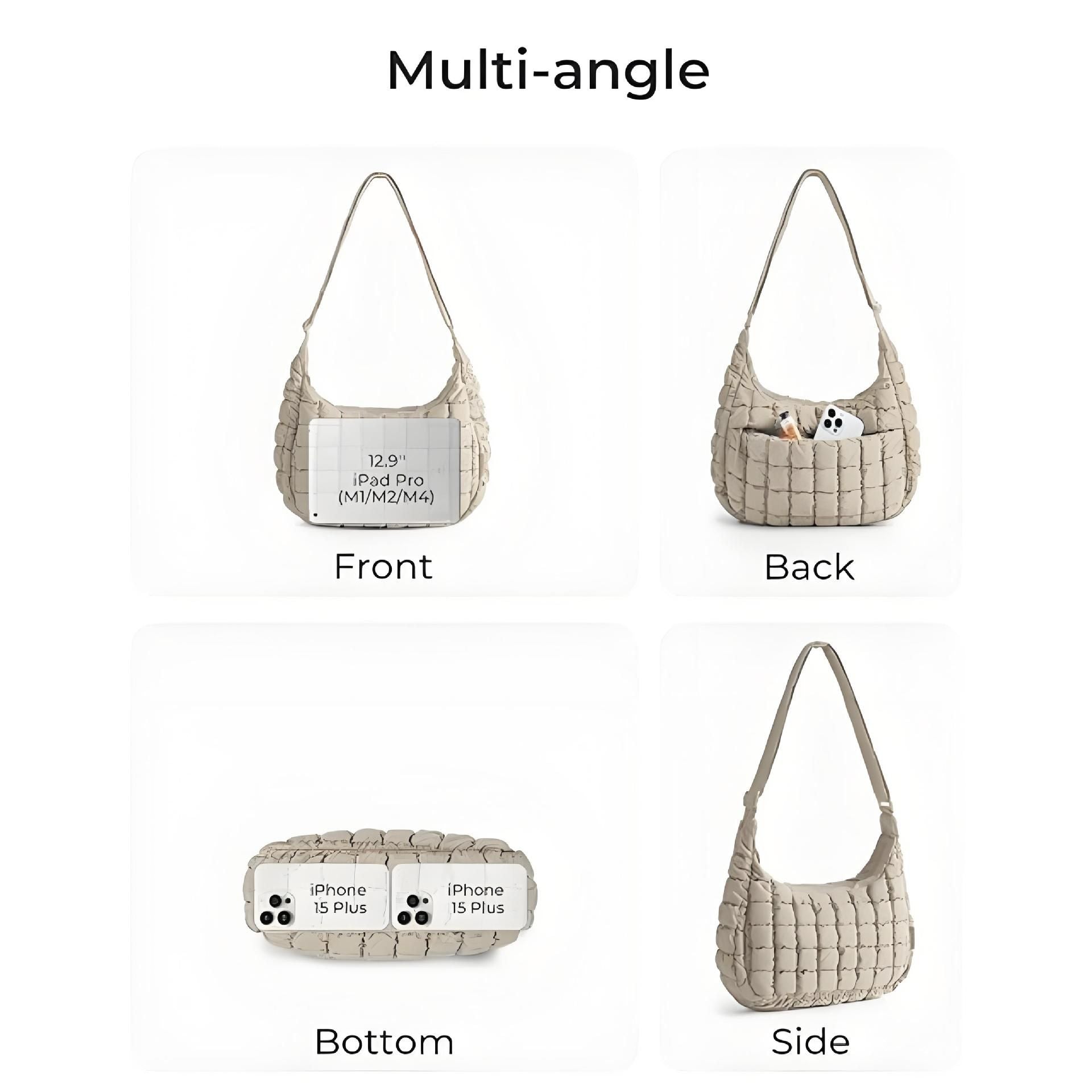 Black Ruched Cloud Shoulder Bag with Puffy Down Cotton Padded Dumpling Shape Lightweight Crossbody Handbag for Local Women Fashionable Daily Essential