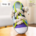 Grey Squeaky Canvas Shoe Dog Toy - Durable Realistic Sneaker Design for Chewing and Teething, Interactive Boredom Buster with Built-in Squeaker, Daily Play and Training Solution for Pets