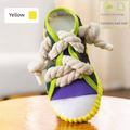 Yellow Squeaky Canvas Shoe Dog Toy - Durable Realistic Sneaker Design for Chewing and Teething, Interactive Boredom Buster with Built-in Squeaker, Daily Play and Training Solution for Pets