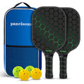 Green Pickleball Paddle Set - Premium Fiberglass Surface - Lightweight Honeycomb Core, Cushioned Non-Slip Grip, Professional Performance for All Skill Levels, Complete Kit with Carry Bag and Balls
