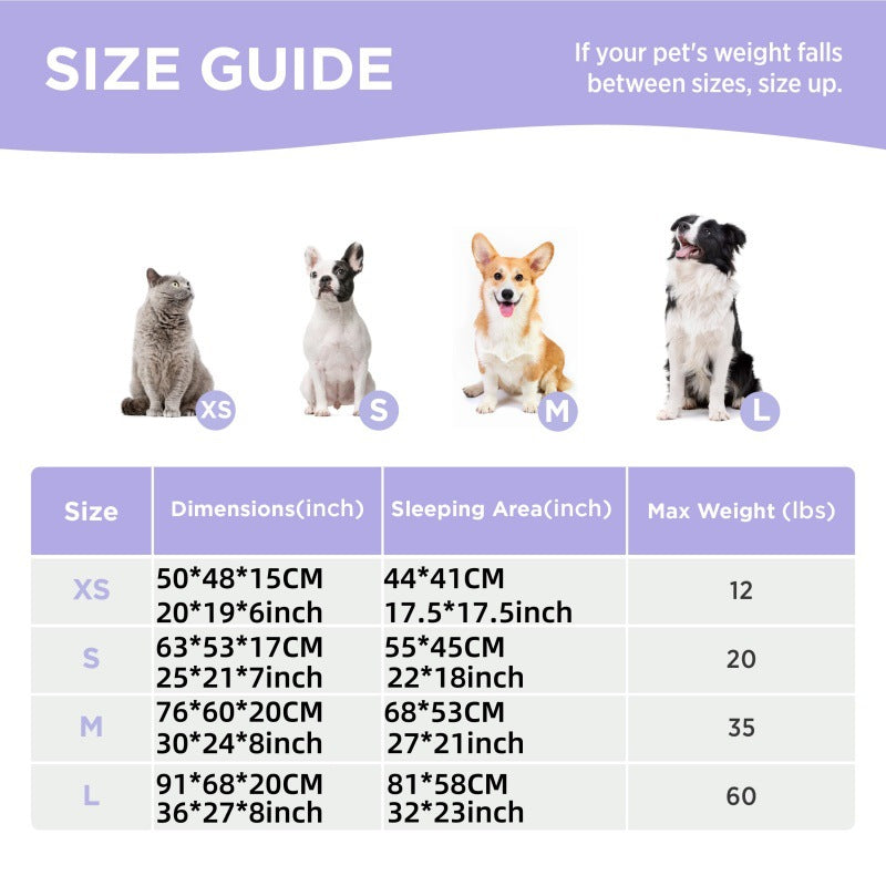 91x68x20 CM Cute Square Plush Pet Bed with Removable Cover & 5 Bolsters Support - Blue Sky and White Clouds Machine Washable Calming Dog & Cat Sofa