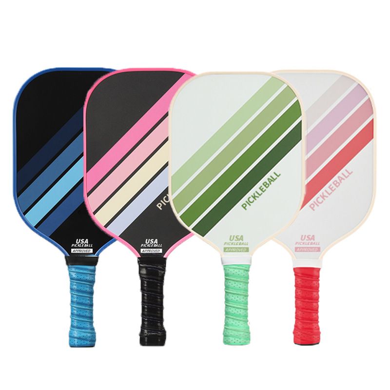 2PCS Green Striped Fiberglass Pickleball Paddles & 4PCS Balls Set with Black Carry Bag - Shock Absorbing Honeycomb Core & Anti-Slip Grip - USAPA Standard Lightweight Sports Racket