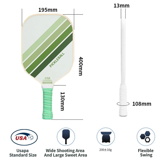 2PCS White Striped Fiberglass Pickleball Paddles & 4PCS Balls Set with Hardshell Storage Box - Shock Absorbing Honeycomb Core & Anti-Slip Grip - USAPA Standard Lightweight Sports Racket