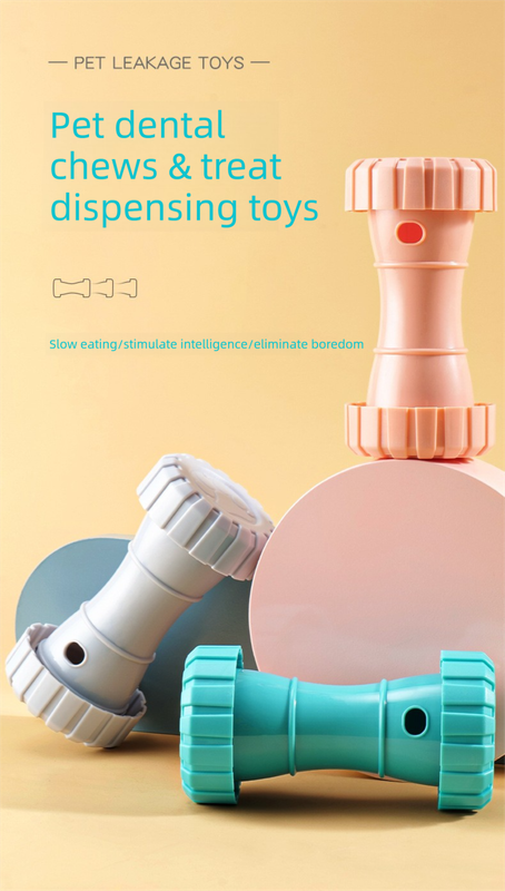 2 Pack（Green+Pink）: Cat and Dog Treat Dispenser Toy – Interactive, Durable, Bite-Resistant Slow-Feeder, Dumbbell and Tire-Shaped Pet Toy