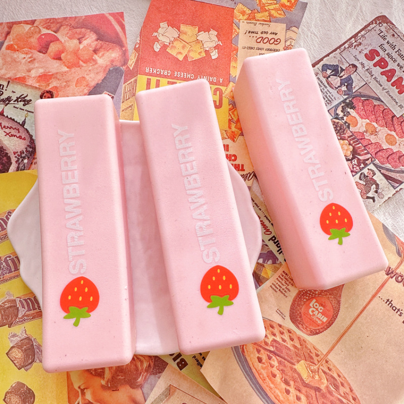 Strawberry Super Wet Soft Milk Bar Squishy Toy, Slow Rising PU Stress Relief Squeeze Stick, Ultra Soft Finger Sucking Decompression Toy,  Fidget Sensory Toy for Kids Adults Ages 6+