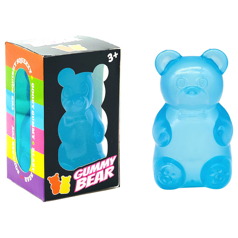 Blue Candy Gummy Bear Squishy Stress Relief Toy - Slow Rising Squeeze Fidget Toys for Kids, Soft TPR Sensory Toy for Anxiety Relief, Cute Kawaii Decompression Gift for Ages 3+