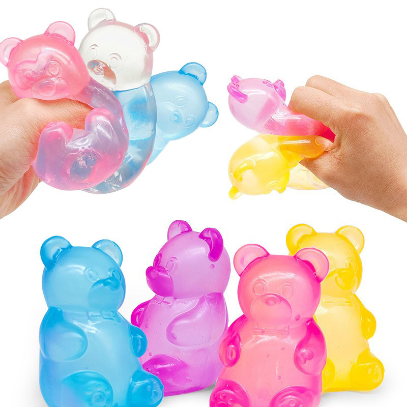 Blue Candy Gummy Bear Squishy Stress Relief Toy - Slow Rising Squeeze Fidget Toys for Kids, Soft TPR Sensory Toy for Anxiety Relief, Cute Kawaii Decompression Gift for Ages 3+