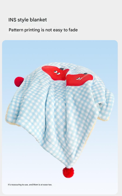 L size 2-Piece Plaid Apple Pet Blanket and Pillow Set - Soft Cotton Plush Sleeping Mat for Dogs and Cats, All-Season Reversible Cushion Bed with Cute Bear Pillow, Machine Washable Pet Bed Accessories