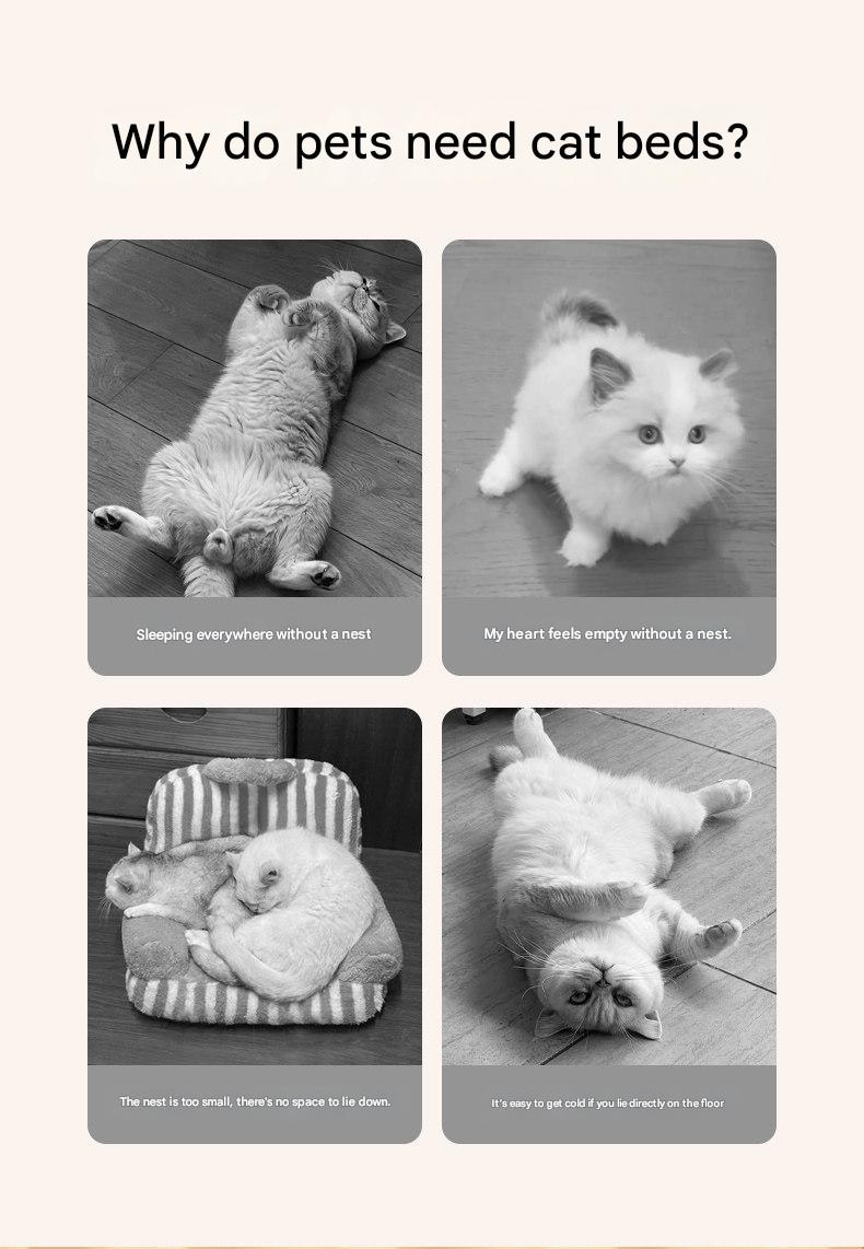 M size Green Plaid Cat Cave Bed Winter Warm Enclosed Pet House Cozy Cat Sleeping Bag Semi-Enclosed Cat Nest Small Dog Bed PP Cotton Filling Washable Pet Supplies