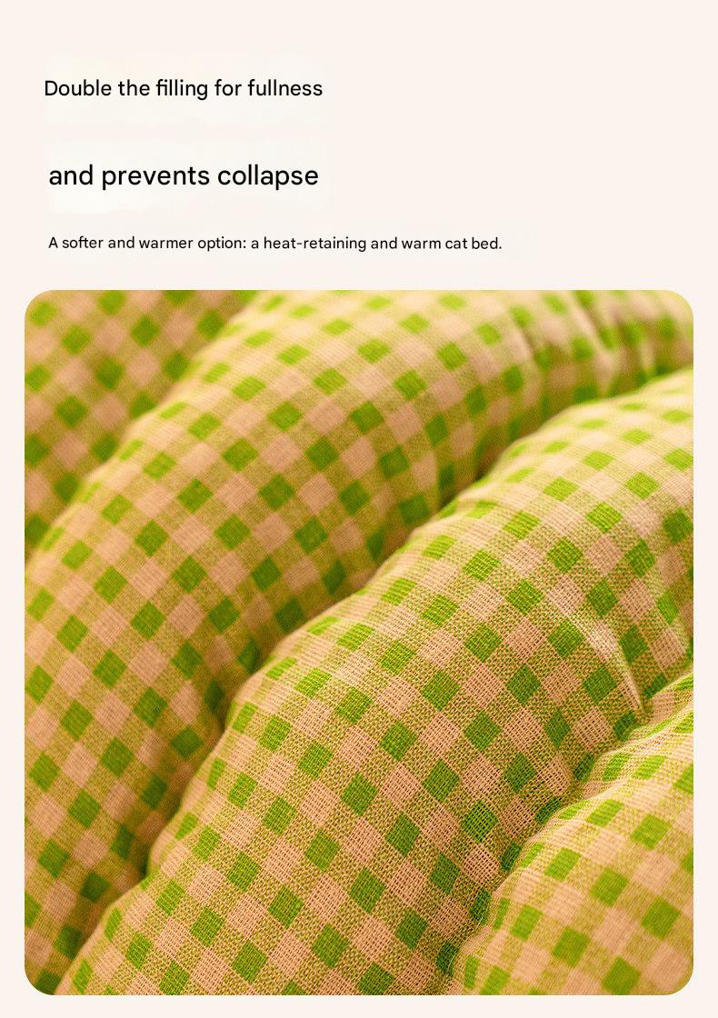 M size Pink Plaid Cat Cave Bed Winter Warm Enclosed Pet House Cozy Cat Sleeping Bag Semi-Enclosed Cat Nest Small Dog Bed PP Cotton Filling Washable Pet Supplies