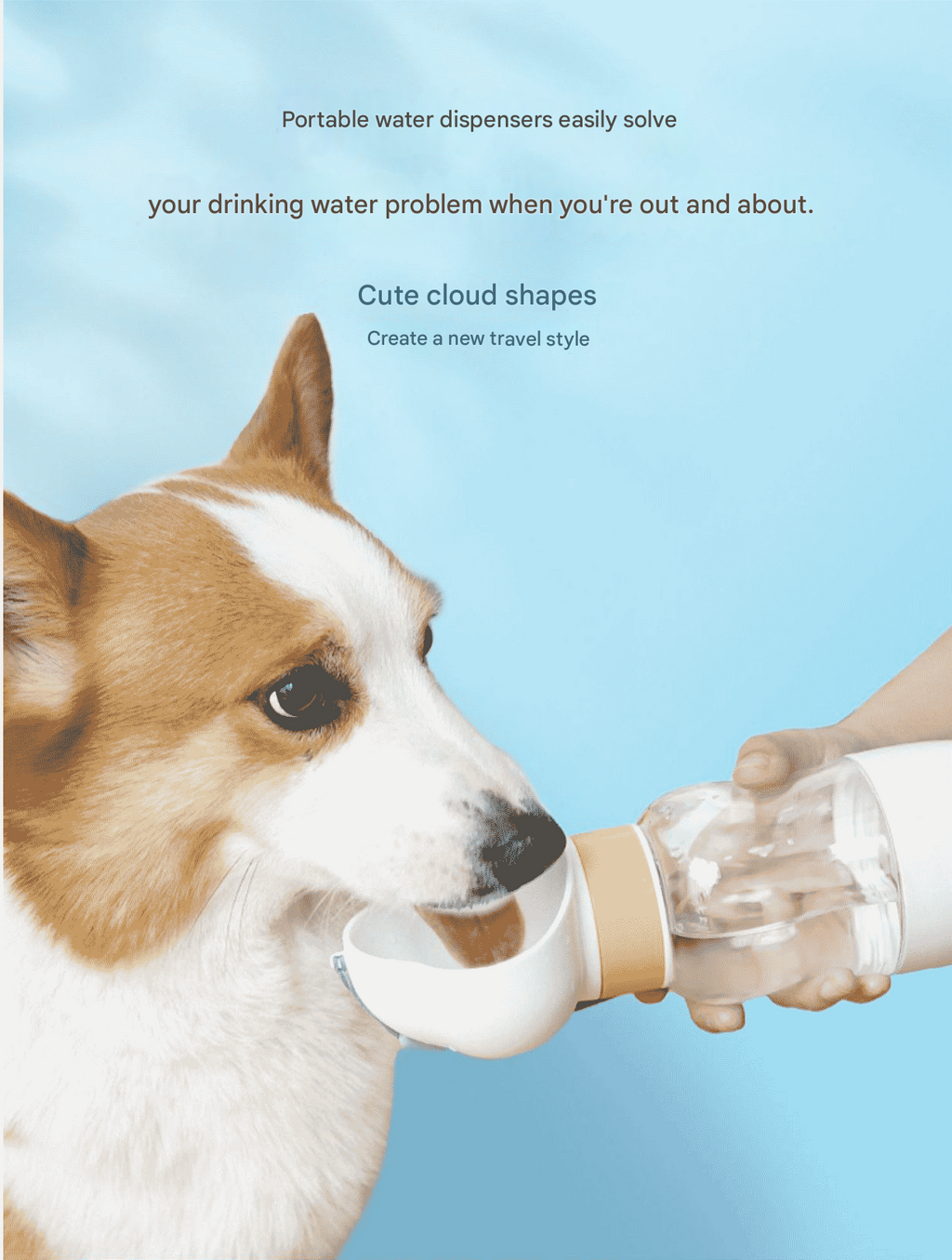 Purple Portable Dog Water Bottle with Food Container - 2-in-1 Leak-Proof Pet Travel Water Dispenser, Cloud-Shaped Drinking Bowl, Twist-to-Dispense Design, BPA-Free HIPS/PET Material for Walking Hiking Travel