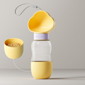 Yellow  Portable Dog Water Bottle with Food Container - 2-in-1 Leak-Proof Pet Travel Water Dispenser, Cloud-Shaped Drinking Bowl, Twist-to-Dispense Design, BPA-Free HIPS/PET Material for Walking Hiking Travel
