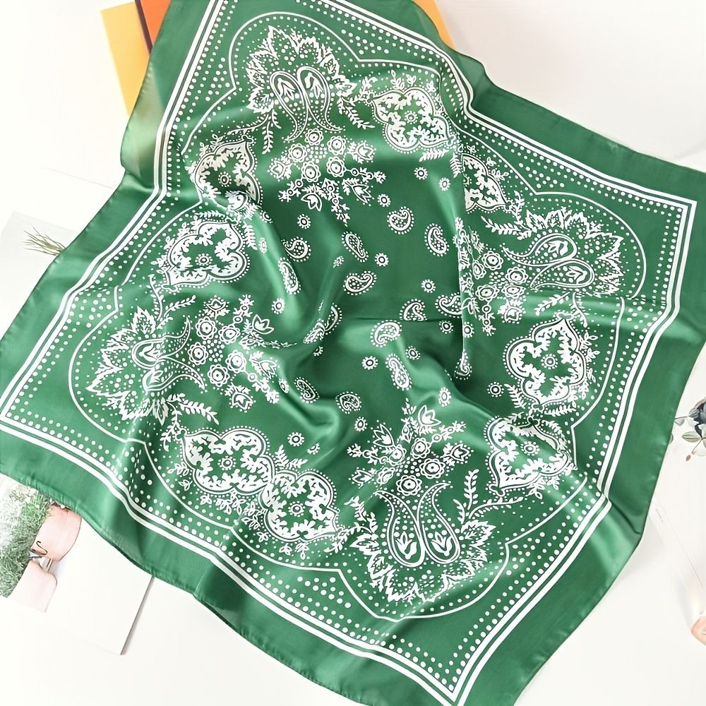 Pink and white Women's 70cm Square Scarf - Bohemian Paisley & Vintage Print Collection - Lightweight Satin Feel, Versatile Neck Tie, Head Wrap, Bag Accent, Everyday Elegance, Gift Ready