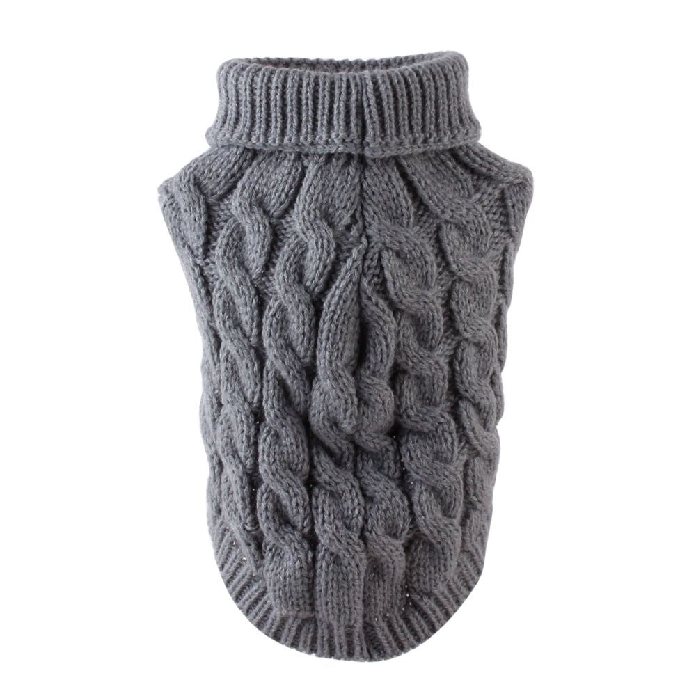 White M size Cosy Cable Knit Dog Jumper -  Warm Winter Pet Clothing, Soft High Neck Design, Small to Medium Dogs, Easy Wear Pullover Style, Ideal for Chilly Evenings and Outdoor Walks