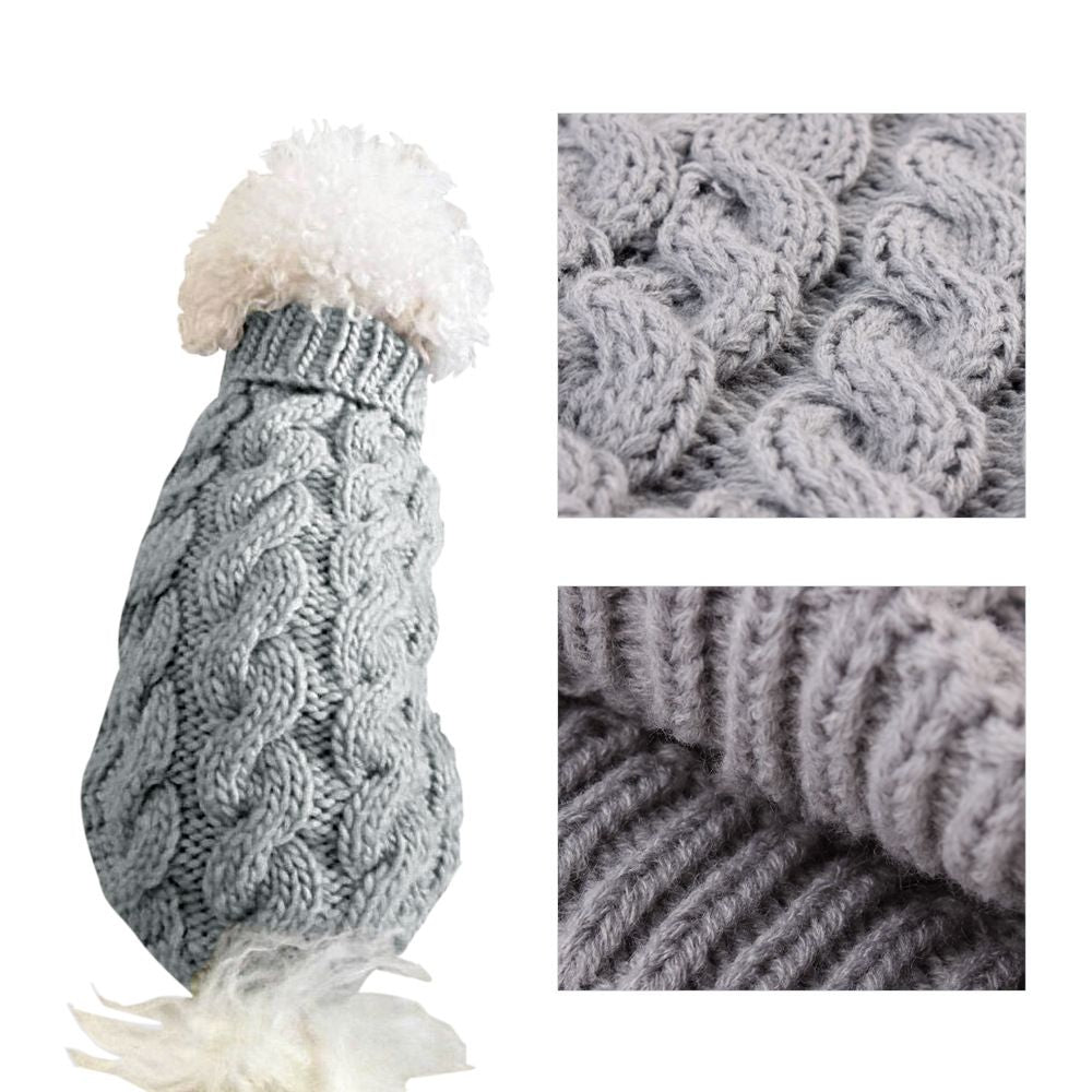 White XL size Cosy Cable Knit Dog Jumper -  Warm Winter Pet Clothing, Soft High Neck Design, Small to Medium Dogs, Easy Wear Pullover Style, Ideal for Chilly Evenings and Outdoor Walks