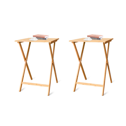 2pc Bamboo Folding Laptop Tray & Snack Table