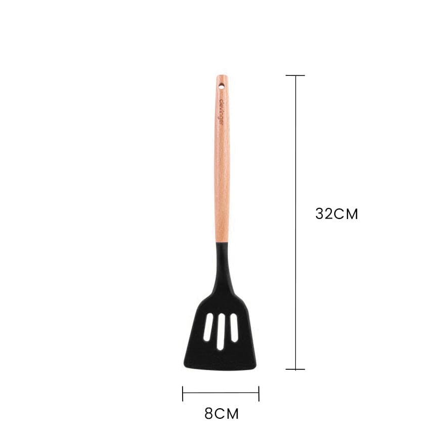 Beechwood & silicone slotted turner charcoal