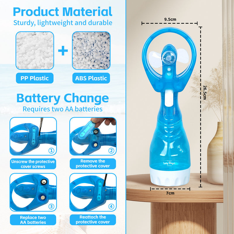 Lazy Dayz Water Spray Fan - Blue